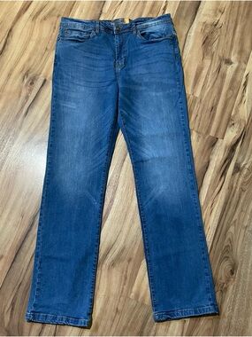 Truth & Theory Men's Straight Fit Slim Stretch Jeans Blue Medium Wash Size 34